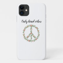 "Only Kind Vibes" Bloemen Vredesbord iPhone Case