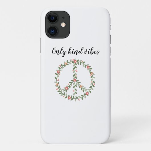 "Only Kind Vibes" Bloemen Vredesbord iPhone Case (Achterkant)