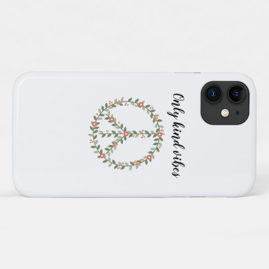 "Only Kind Vibes" Bloemen Vredesbord iPhone Case (Achterkant (horizontaal))