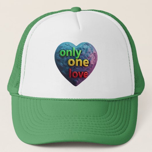 Only One Love – Reggae-Inspired Heart Art Trucker Pet (Voorkant)