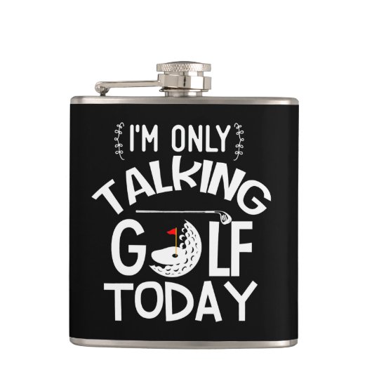 "Only Talk Golf Today" Aangepaste Golf Cadeaufles Heupfles (Voorkant)