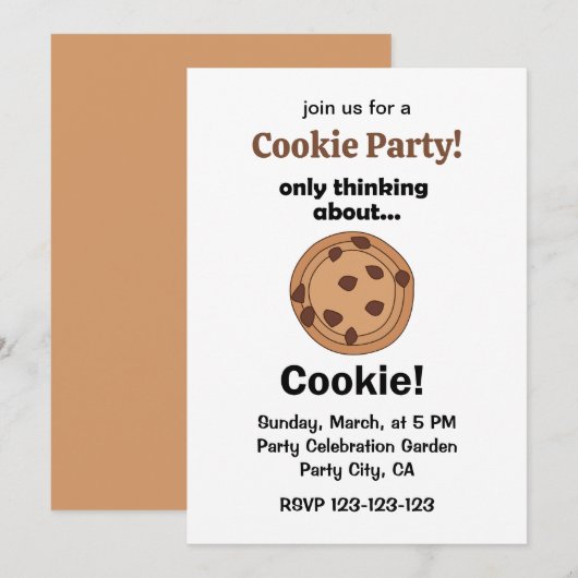 Only Thinking About Cookie Funny Food Party Kaart (Voorkant / Achterkant)