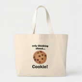Only Thinking About Cookie Funny Food Quote Grote Tote Bag (Voorkant)