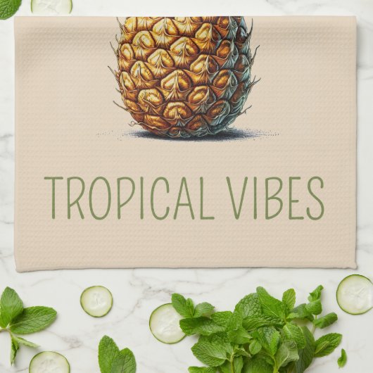 "Only Tropical Vibes" Ananas theedoek (Gevouwen)