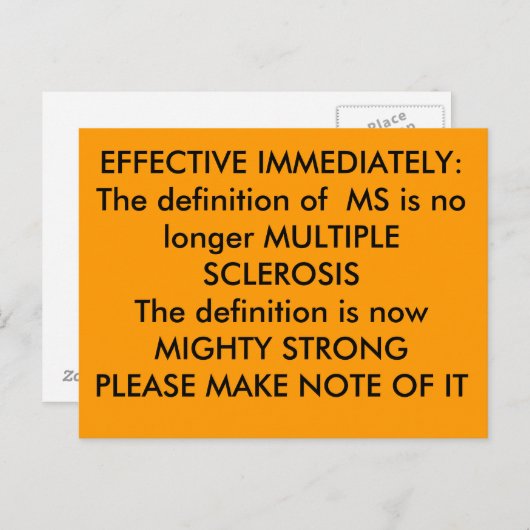 ONMIDDELLIJK DOELTREFFEND:De definitie van MS is . Briefkaart (Voorkant / Achterkant)