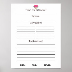 Onmiddellijk downloaden Receptenblad of Poster