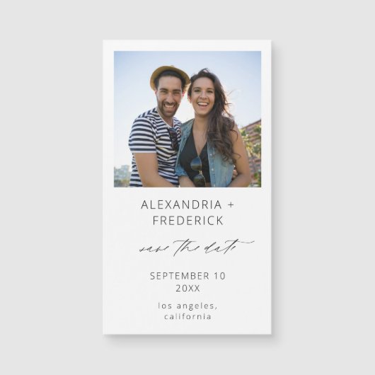 Onmiddellijk Foto White Chic Save the Date Magnet  (Voorkant)