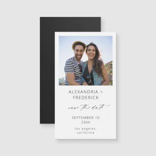 Onmiddellijk Foto White Chic Save the Date Magnet  (Voorkant / Achterkant)