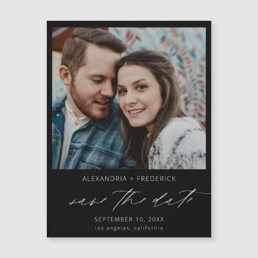 Onmiddellijk Foto zwart Chic Opslaan Datum Magnet (Voorkant)