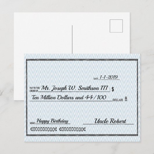 Onmiddellijk Millionaire Controle om het even welk Briefkaart (Voorkant / Achterkant)