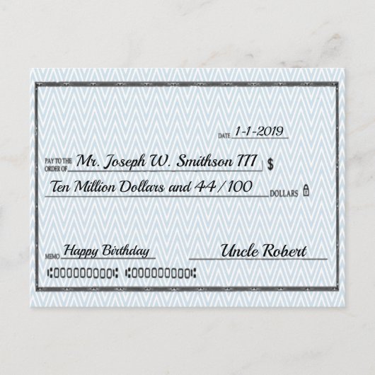 Onmiddellijk Millionaire Controle om het even welk Briefkaart (Voorkant)