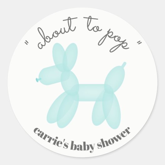 Onmiddellijk Pop Blue Balloon Animal Baby shower Ronde Sticker (Voorkant)