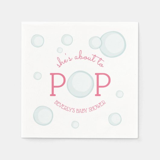 Onmiddellijk Pop Bubbles Baby shower Roze Servet (Voorkant)