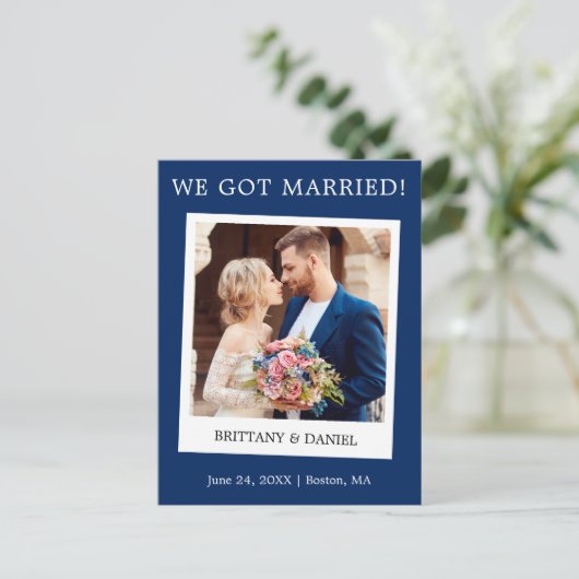 Onmiddellijke camera Foto bruiloft Aankondiging Bl Briefkaart (Staand voorkant)