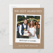 Onmiddellijke camera Foto Kraft Wedding Announding Briefkaart (Voorkant / Achterkant)