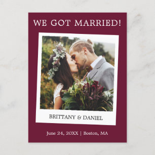 Onmiddellijke camera Foto Weddenschap Burgundy Briefkaart