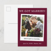 Onmiddellijke camera Foto Weddenschap Burgundy Briefkaart (Voorkant / Achterkant)