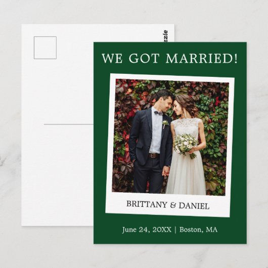 Onmiddellijke camera Foto Weddenschap Groen Briefkaart (Voorkant / Achterkant)