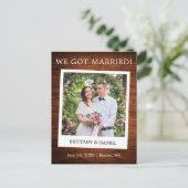 Onmiddellijke camera Foto Wood Weddenschap Briefkaart (Staand voorkant)