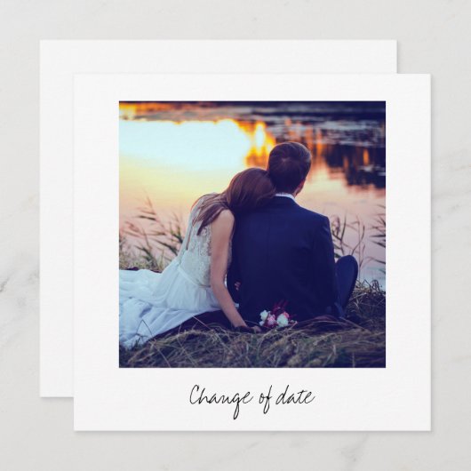 Onmiddellijke foto Kijk bruiloft Verander Datum Kaart (Voorkant / Achterkant)