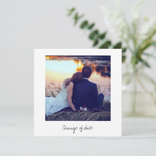 Onmiddellijke foto Kijk bruiloft Verander Datum Kaart (Staand voorkant)