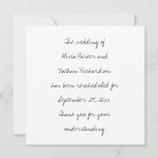Onmiddellijke foto Kijk bruiloft Verander Datum Kaart (Achterkant)