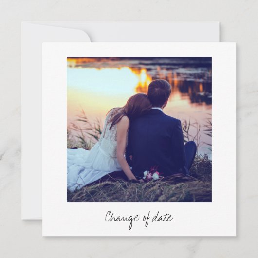 Onmiddellijke foto Kijk bruiloft Verander Datum Kaart (Voorkant)
