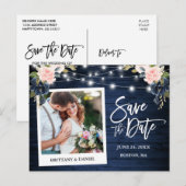 Onmiddellijke foto Roze Blauwe Floral slaat de dat Briefkaart (Voorkant / Achterkant)