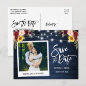 Onmiddellijke foto van Floral Blue Wood met de dat Briefkaart (Voorkant / Achterkant)