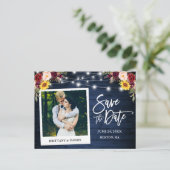 Onmiddellijke foto van Floral Blue Wood met de dat Briefkaart (Staand voorkant)