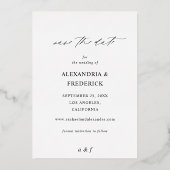 Onmiddellijke foto White Chic Save the Date Full Folie Uitnodiging (Achterkant)