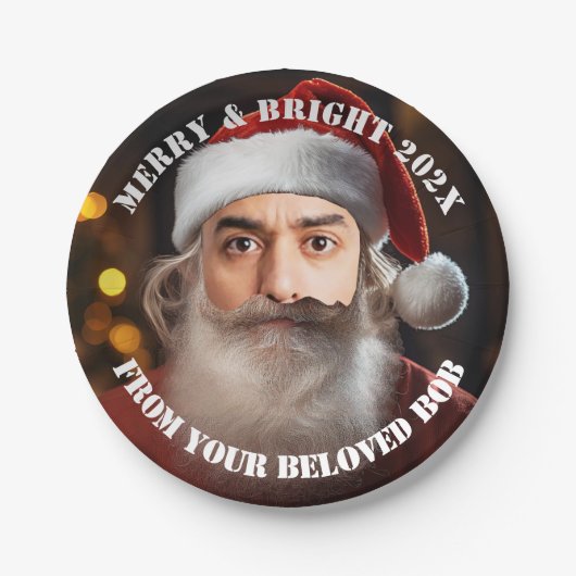 Onmiddellijke kerstman! Voeg gewoon je gezicht toe Papieren Bordje (Voorkant)