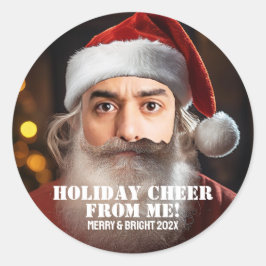 Onmiddellijke kerstman! Voeg gewoon je gezicht toe Ronde Sticker