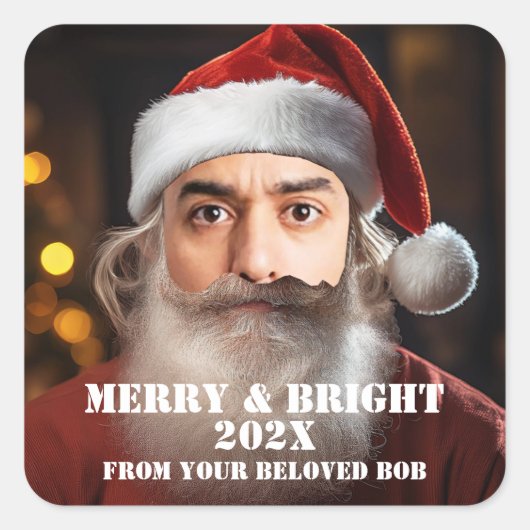 Onmiddellijke kerstman! Voeg gewoon je gezicht toe Vierkante Sticker (Voorkant)