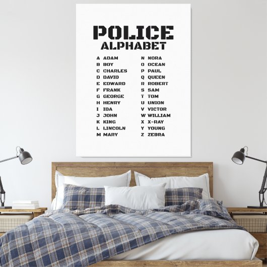 Onmisbaar Politie Alfabet A tot Z Canvas Afdruk (Insitu (Slaapkamer))