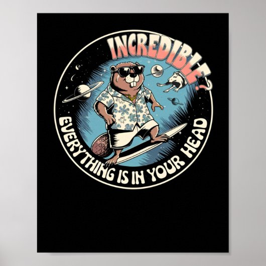Onmogelijk alles zit in je hoofd - grappige kosmos poster (Voorkant)