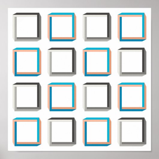 Onmogelijk kwadraten elegant geometrisch patroon poster (Voorkant)