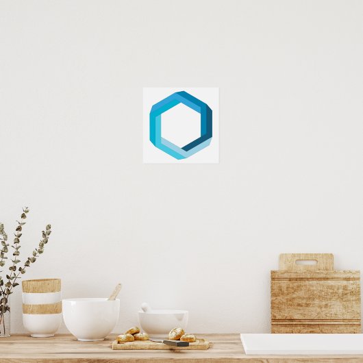 Onmogelijke geometrie: blauwe hexagon. poster (Keuken)