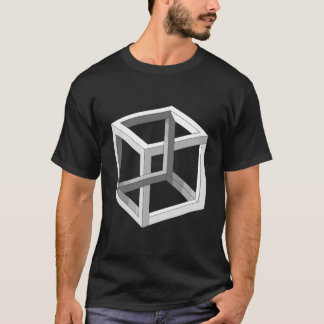 Onmogelijke kubus irrationele kubus optische illus t-shirt