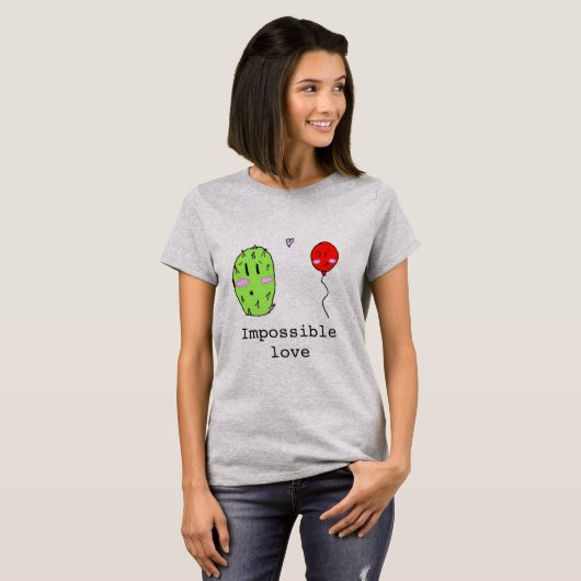 Onmogelijke liefdescactus en ballon t-shirt (Voorkant volledig)