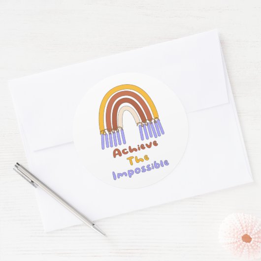 Onmogelijke motivatie regenboog bereiken ronde sticker (Envelop)