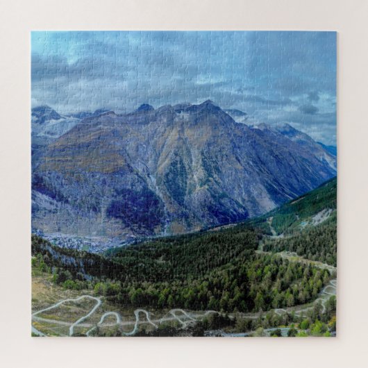 Onmogelijke puzzel - blauwe en groene berg (Verticaal)