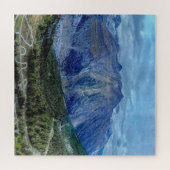 Onmogelijke puzzel - blauwe en groene berg legpuzzel (Horizontaal)