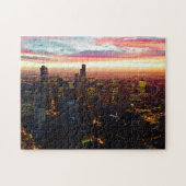 Onmogelijke puzzel - Zonnetijd op Chicago Skyline Legpuzzel (Horizontaal)
