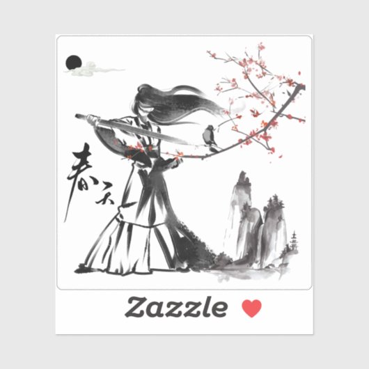 Onna-musha Krijger - Gratie en Katana Sticker (Vel)