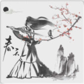 Onna-musha Krijger - Gratie en Katana Sticker (Voorkant)