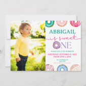 Ono Sweet Donut 1st Birthday Party Foto Kaart (Voorkant)