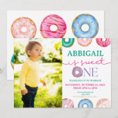 Ono Sweet Donut 1st Birthday Party Foto Kaart (Voorkant / Achterkant)