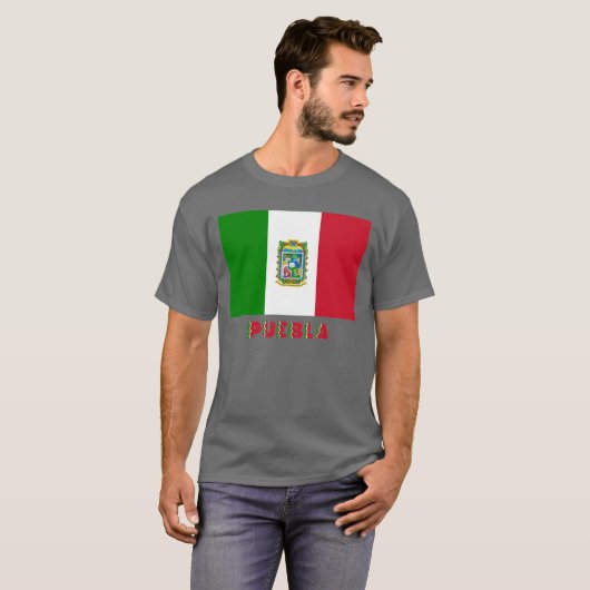 Onofficiële vlag van Puebla T-shirt (Voorkant volledig)
