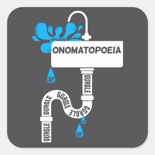 Onomatopee creatief schrijven of poëzie vierkante sticker (Voorkant)